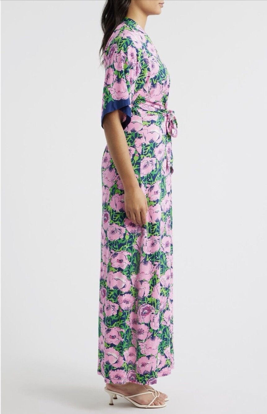 Lilly Pulitzer Wisteria V-Neck Maxi Floral Dress Low Tide Navy Size 10 NWT - Picture 3 of 16
